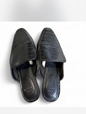 a new day Black Croc-Embossed Slip-On Mules